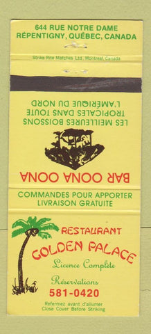 Matchbook Cover - Restaurant Golden Palace Repentigny QC 30 Strike