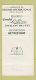 Matchbook Cover - Resorts International Atlantic City NJ Camelot 30 Strike