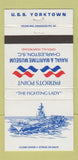 Matchbook Cover - Naval Maritime Museum Charleston SC USS Yorktown 30 Strike