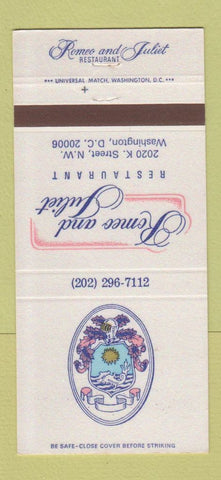 Matchbook Cover - Romeo and Juliet Restaurant Washington DC 30 Strike