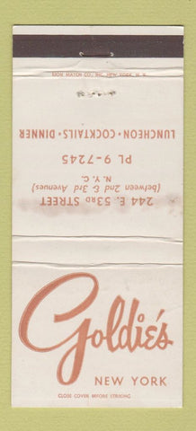 Matchbook Cover - Goldie's New York City WORN 30 Strike