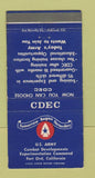 Matchbook Cover - US Army Combat Developments Fort Ord CA WEAR 30 Strike