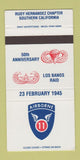Matchbook Cover - Airborne 11 Los Banos Raid 50th Rudy Hernandez CA 30 Strike