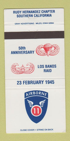 Matchbook Cover - Airborne 11 Los Banos Raid 50th Rudy Hernandez CA 30 Strike
