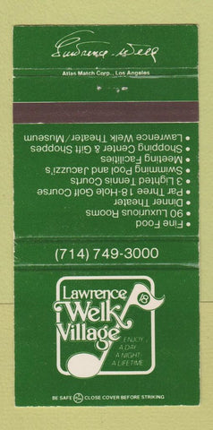Matchbook Cover - Lawrence Welk Village Colf Escondido CA WEAR 30 Strike