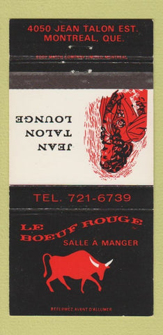 Matchbook Cover - Le Boeuf Rouge Montreal QC Jean Talon Lounge 30 Strike