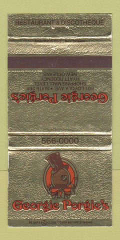 Matchbook Cover - Georgie Porgie's New Orleans LA Hyatt Regency 30 Strike