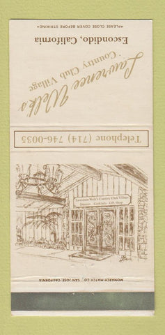 Matchbook Cover - Lawrence Welk's Country Club Village Escondido CA 30 Strike