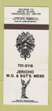 Matchbook Cover - Jericho W.O. Wgt's Mess Vancouver BC 30 Strike