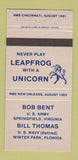 Matchbook Cover - RMS New Orleans 1982 Bob Bent Army Thomas Navy 30 Strike