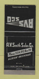 Matchbook Cover - Av Smith Sales Albion MI Castings 30 Strike