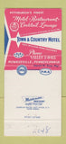 Matchbook Cover - Town and Country Motel Monroeville PA 30 Strike