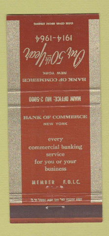 Matchbook Cover - Bank of Commerce New York City 1964 30 Strike