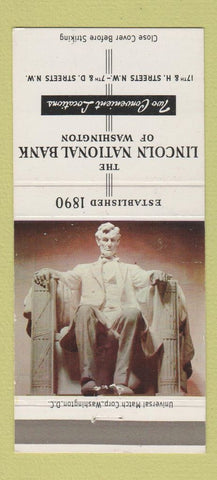 Matchbook Cover - Lincoln National Bank Washington DC 30 Strike