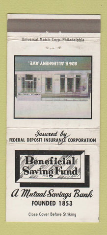Matchbook Cover - Beneficial Savings Fund Philadelphia PA 30 Strike