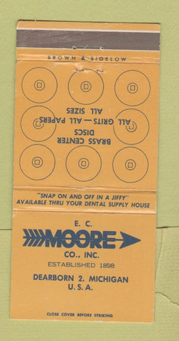 Matchbook Cover - EC Moore Brass Center Discs Dearborn MI 30 Strike