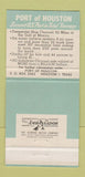 Matchbook Cover - Navigation Canal Commissioners Port of Houston TX 30 Strike