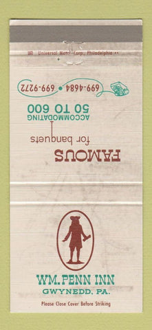 Matchbook Cover - Wm Penn Inn Gwynedd PA WORN 30 Strike