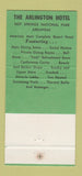 Matchbook Cover - Arlington Hotel Hot Springs National Park AR 30 Strike
