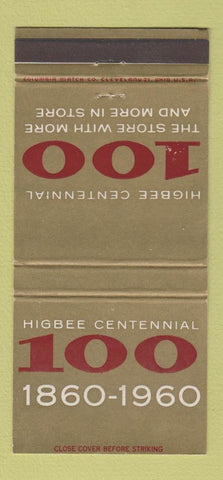 Matchbook Cover - Higbee Centennial 1960 Department Store Cleveland OH 30 Strike