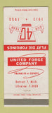 Matchbook Cover - United Forge Company Detroit MI 1953 30 Strike