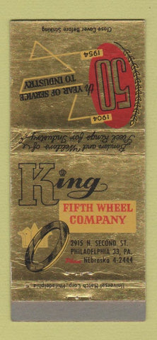 Matchbook Cover - King Fifth Wheel Company Philadelphia PA 1954 WEAR 30 Strike