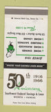 Matchbook Cover - Southwest Federal Savings Wichita KS 1966 30 Strike