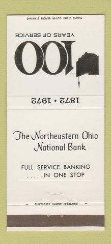 Matchbook Cover - Northeastern Ohio National Bank 1972 Ashtabula OH 30 Strike