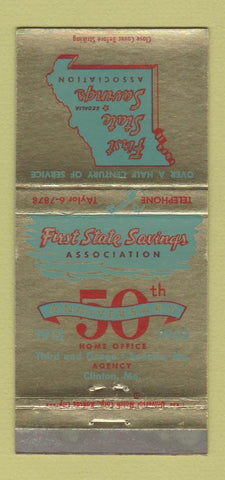 Matchbook Cover - First State Savings Sedalia Clinton MO 1963 30 Strike