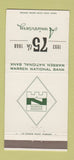 Matchbook Cover - Warren National Bank 1968 PA Kane Tionesta Tidioute 30 Strike