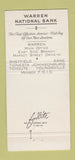Matchbook Cover - Warren National Bank 1968 PA Kane Tionesta Tidioute 30 Strike