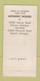 Matchbook Cover - Fran O'Brien's Anthony House Washington DC 30 Strike