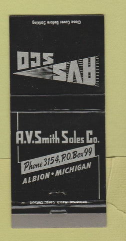Matchbook Cover - Av Smith Sales Albion MI Castings 30 Strike