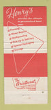 Matchbook Cover - Henry's Cleaners Detroit MI 30 Strike