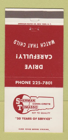 Matchbook Cover - Sherman Tomasso Concrete 30 Strike