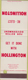 Matchbook Cover - Hollington election Beachwood OH SAMPLE