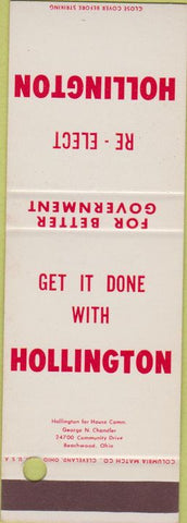 Matchbook Cover - Hollington election Beachwood OH SAMPLE