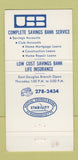 Matchbook Cover - Uxbridge Savings Bank 1970 MA 30 Strike