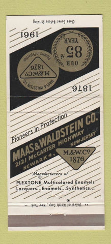 Matchbook Cover - Maas & Waldstein Newark NJ Enamels Lacquers 30 Strike