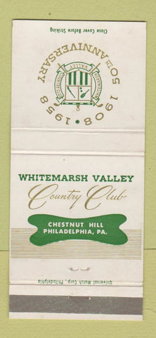 Matchbook Cover - Whitemarsh Valley Country Club Philadelphia PA 1958 30 Strike