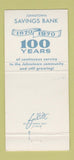 Matchbook Cover - Johnstown Savings Bank 1970 PA  30 Strike