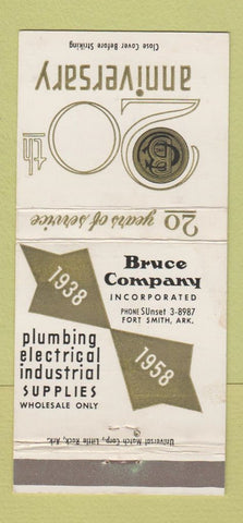 Matchbook Cover Bruce Plumbing Electric Supply Fort Smith AR 1958 WEAR 30 Strike