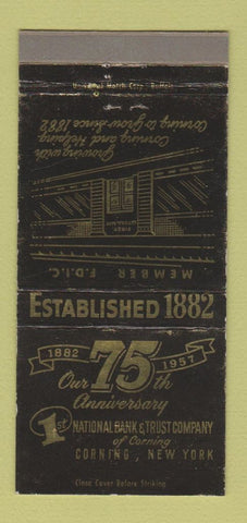 Matchbook Cover - 1st National Bank Corning NY 1957 WEAR 30 Strike