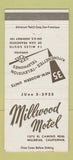 Matchbook Cover - Millwood Motel Millbrae CA 30 Strike