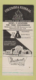 Matchbook Cover - Columbia Federal Savings 1957 Washington DC 30 Strike