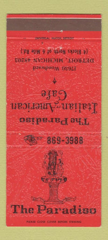 Matchbook Cover - Paradiso Italian American Cafe Detroit MI 30 Strike