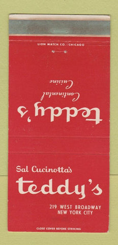 Matchbook Cover - Teddy's Restaurant New York City WEAR 30 Strike