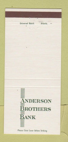 Matchbook Cover - Anderson Brothers Bank Mullins Aynor SC 30 Strike