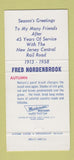 Matchbook Cover - Fred Nordenbrook NJ Central Railroad 1958 30 Strike