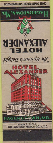 Matchbook Cover - Hotel Alexander Hagerstown MD